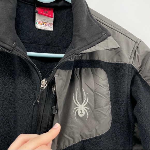 Spyder Black/Gray Fleece Zipped Jacket Kids M - Picture 2 of 5